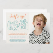 編集可能サーフの誕生日パーティーへの招待 招待状 (正面/裏面)