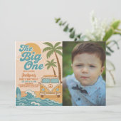 編集可能サーフィンザ・ビッグ・ワン・ボーイ1st誕生日 招待状 (スタンド正面)