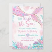 編集可能ザシーパープルティール(緑がかった色)リトルマーメイド 招待状 (正面)