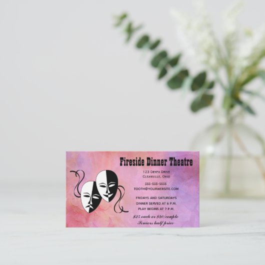 編集可能シアターマスクディナーシアター 名刺 (スタンド正面)