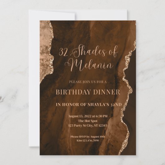 編集可能シェードオブメラニン招待状、ブラウン誕生 招待状 (正面)