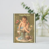 編集可能シャンパンケルビハッピーニューイヤー ポストカード (スタンド正面)