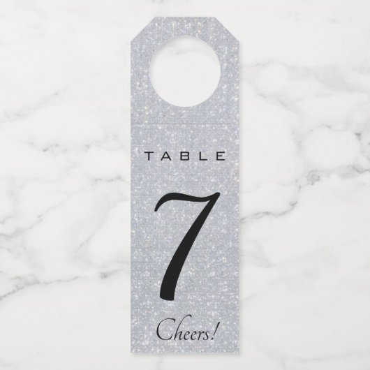 編集可能シルバークリスタルテーブル番号 ボトルネックタグ (正面)