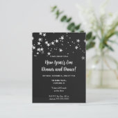 編集可能シルバースター新年 インビテーションポストカード (スタンド正面)