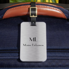 編集可能シルバーブラシ仕上げ金属デザイン ラゲッジタグ