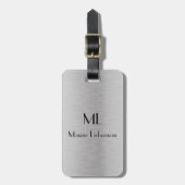 編集可能シルバーブラシ仕上げ金属デザイン ラゲッジタグ (正面縦)