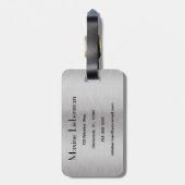 編集可能シルバーブラシ仕上げ金属デザイン ラゲッジタグ (裏面縦)