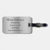 編集可能シルバーブラシ仕上げ金属デザイン ラゲッジタグ (裏面横)