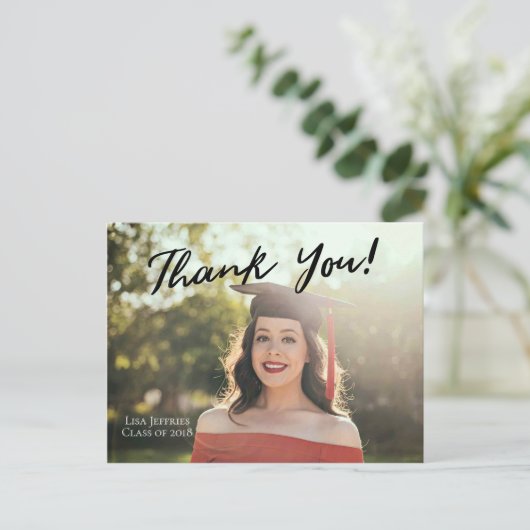 編集可能シンプルなエレガントSCRIPTありがとう ポストカード (スタンド正面)