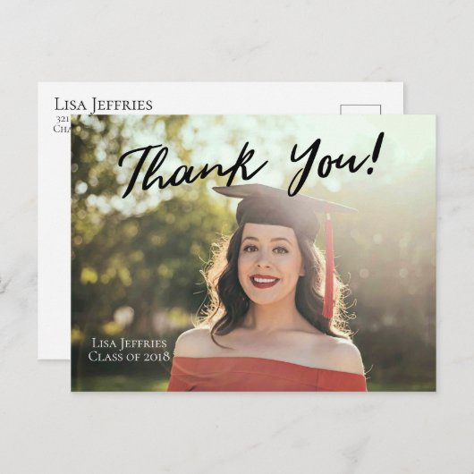 編集可能シンプルなエレガントSCRIPTありがとう ポストカード (正面/裏面)