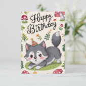 編集可能シンプルウルフデジタル誕生日 カード (スタンド正面)