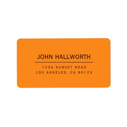 編集可能シンプルオレンジ色ブラウン戻り ラベル (正面)