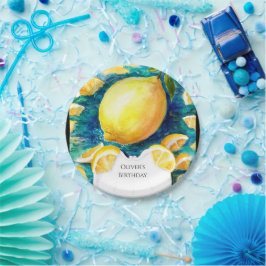編集可能シンプルレモン誕生日 ペーパープレート