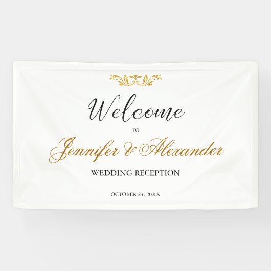 編集可能シンプル白金ゴールド歓迎結婚の 横断幕 (横)