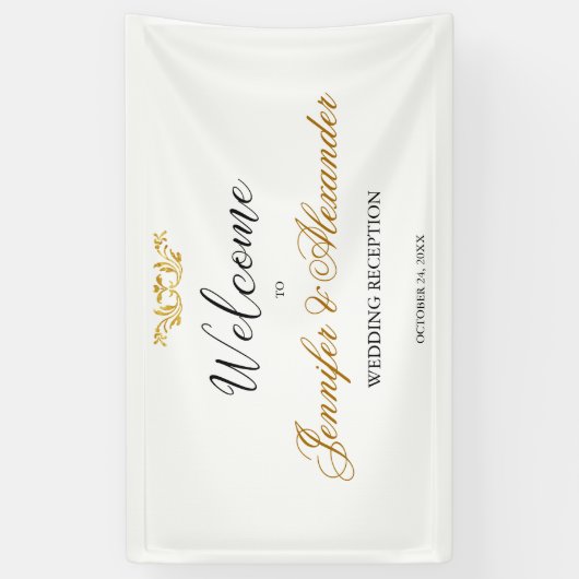 編集可能シンプル白金ゴールド歓迎結婚の 横断幕 (縦)