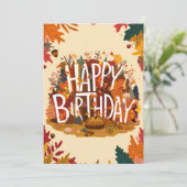 編集可能シーズンオータム秋ハッピーバースデー カード (スタンド正面)