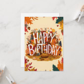 編集可能シーズンオータム秋ハッピーバースデー カード (正面/裏面インサイチュ)
