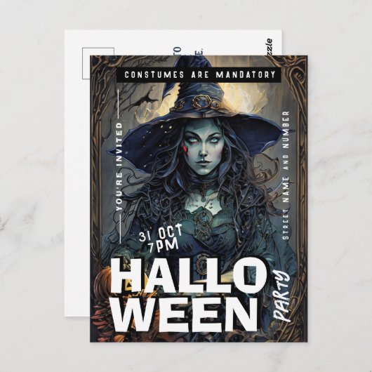 編集可能スイッチハローウィンパーティ招待状 ポストカード (正面/裏面)