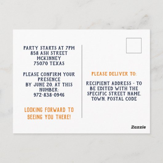 編集可能スイッチハローウィンパーティ招待状 ポストカード (裏面)