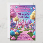 編集可能スイーツお祝い誕生日招待状キャンディ 招待状 (正面)