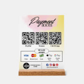 編集可能スキャンから支払い署名 – QRコードテンプレート アクリルサイン (正面)