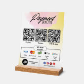 編集可能スキャンから支払い署名 – QRコードテンプレート アクリルサイン (傾斜)