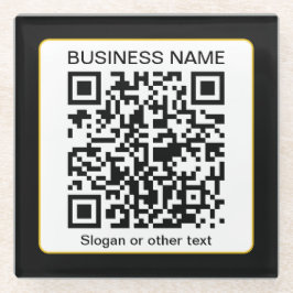 編集可能スキャン可能QRコード+ビジネス名 ガラスコースター