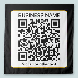 編集可能スキャン可能QRコード+ビジネス名 タペストリー