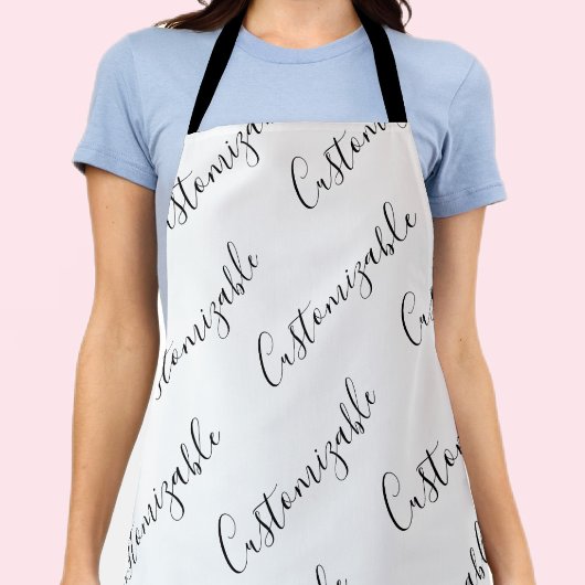 編集可能スクリプモダン文字パターン |黒と白 エプロン