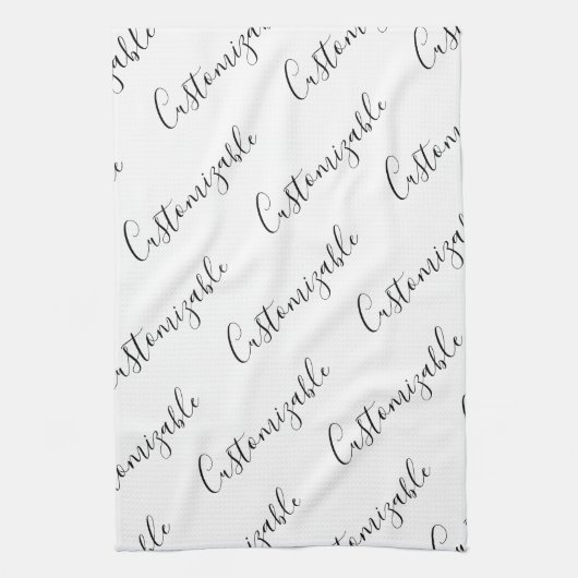 編集可能スクリプモダン文字パターン |黒と白 キッチンタオル (縦)