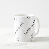 編集可能スクリプモダン文字パターン |黒と白 コーヒーマグカップ (正面右)