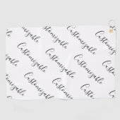 編集可能スクリプモダン文字パターン |黒と白 ゴルフタオル (横)