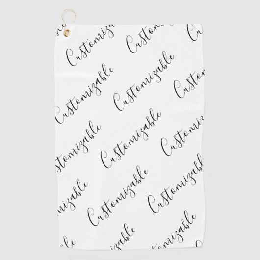 編集可能スクリプモダン文字パターン |黒と白 ゴルフタオル (正面)