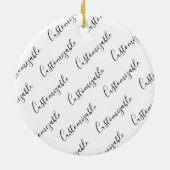 編集可能スクリプモダン文字パターン |黒と白 セラミックオーナメント (裏面)