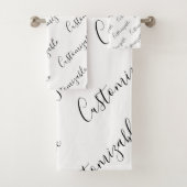 編集可能スクリプモダン文字パターン |黒と白 バスタオルセット (インサイチュ)