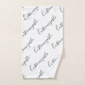 編集可能スクリプモダン文字パターン |黒と白 バスタオルセット (ハンドタオル)