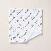 編集可能スクリプモダン文字パターン |黒と白 バスタオルセット (ウォッシュタオル)