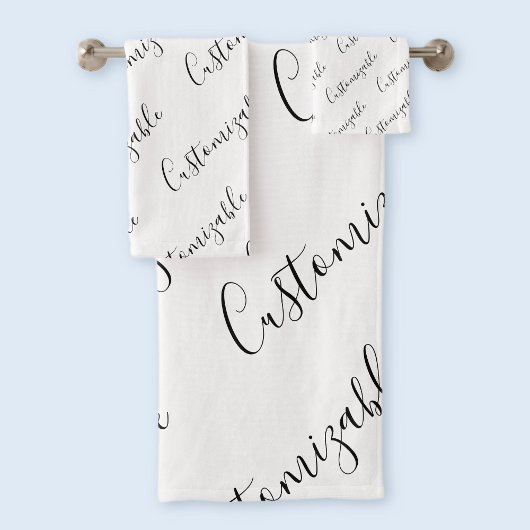 編集可能スクリプモダン文字パターン |黒と白 バスタオルセット