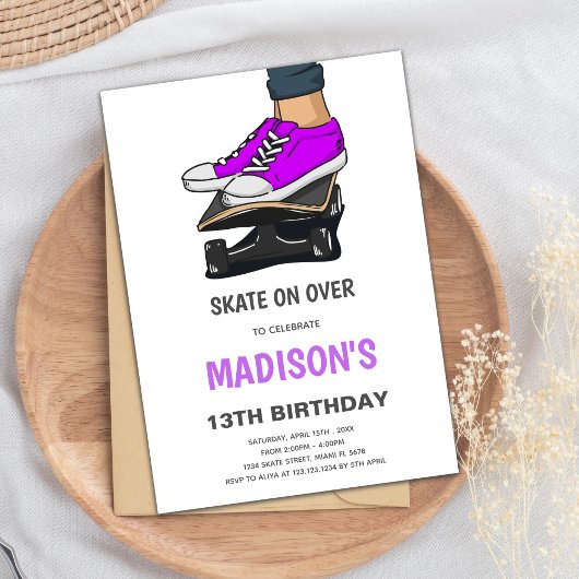 編集可能スケーターパーティー招待状 子供へ 招待状