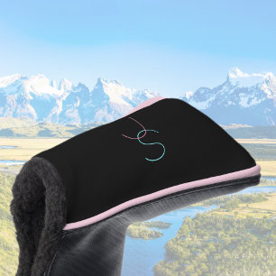 編集可能スタイリッシュな任意の2つの見えるモダンイニシャル ゴルフヘッドカバー