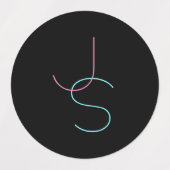 編集可能スタイリッシュな任意の2つの見えるモダンイニシャル ラベル (デザイン2)