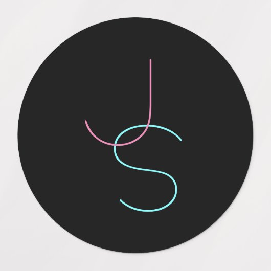 編集可能スタイリッシュな任意の2つの見えるモダンイニシャル ラベル (デザイン1)