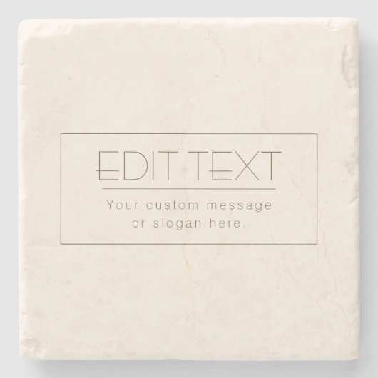 編集可能スタイリッシュテンプレート | オフホワイトとダークブラウン ストーンコースター (正面)