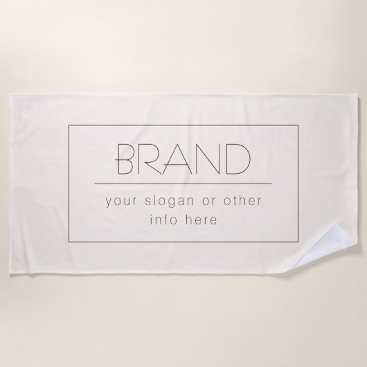 編集可能スタイリッシュテンプレート | オフホワイトとダークブラウン ビーチタオル (正面)
