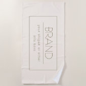 編集可能スタイリッシュテンプレート | オフホワイトとダークブラウン ビーチタオル (正面)