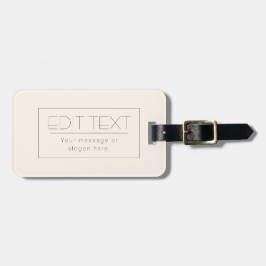 編集可能スタイリッシュテンプレート | オフホワイトとダークブラウン ラゲッジタグ (正面横)