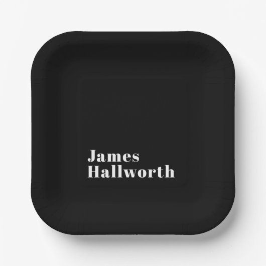 編集可能スタイリッシュレトロモダン名(または他の文字) ペーパープレート (正面)