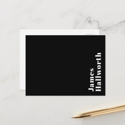 編集可能スタイリッシュレトロモダン名(または他の文字) ポストカード (正面/裏面インサイチュ)