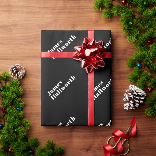 編集可能スタイリッシュレトロモダン名(または他の文字) ラッピングペーパー (クリスマスギフト)