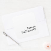 編集可能スタイリッシュレトロモダン文字 | グレイ スクエアシール (封筒)